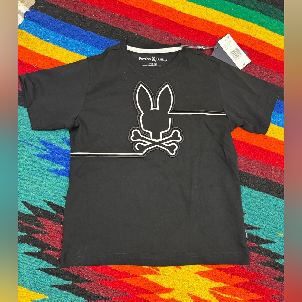 PSYCHO BUNNY T SHIRT BLACK PSYCHO BUNNY TEE KIDS 7/8 NWT
